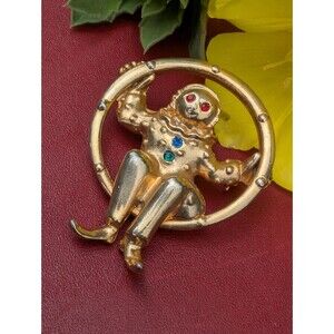 Vintage Pierrot Clown Brooch Pin, Hat Scarf Purse Pin